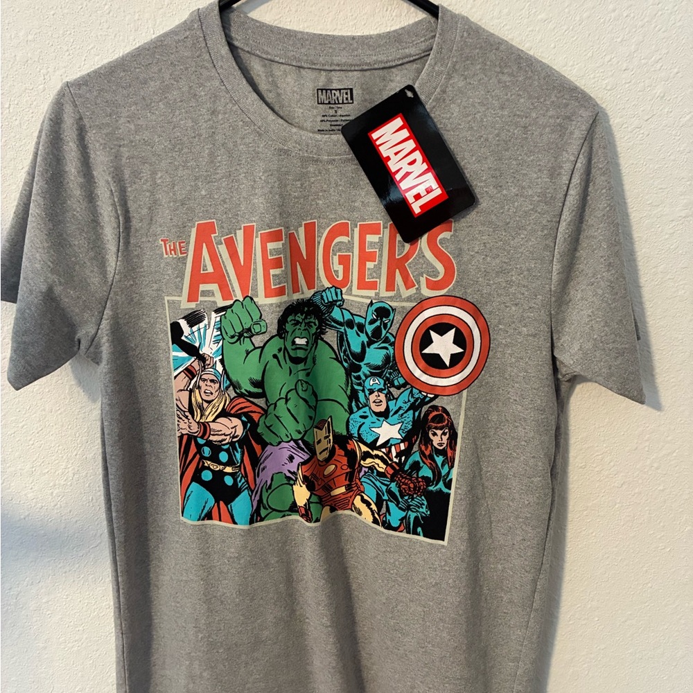 Marvel Avengers Gray T-Shirt with Comic Characters
